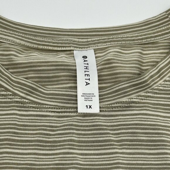 Athleta Cloudlight Women's Plus Size 1X Beige Striped Stretch Muscle Tank Top - Picture 5 of 9